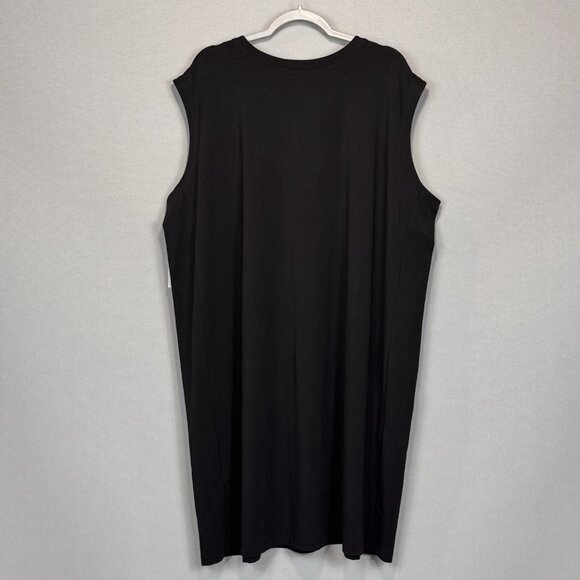 Eileen Fisher Dress 3X Black Pima Cotton Stretch Jersey Knit Pockets Easy Fit - Picture 2 of 10